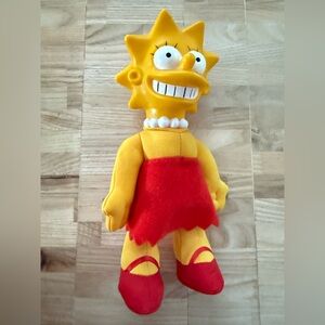 Vintage 90s Lisa Simpson plush and plastic toy from The Simpsons cartoon